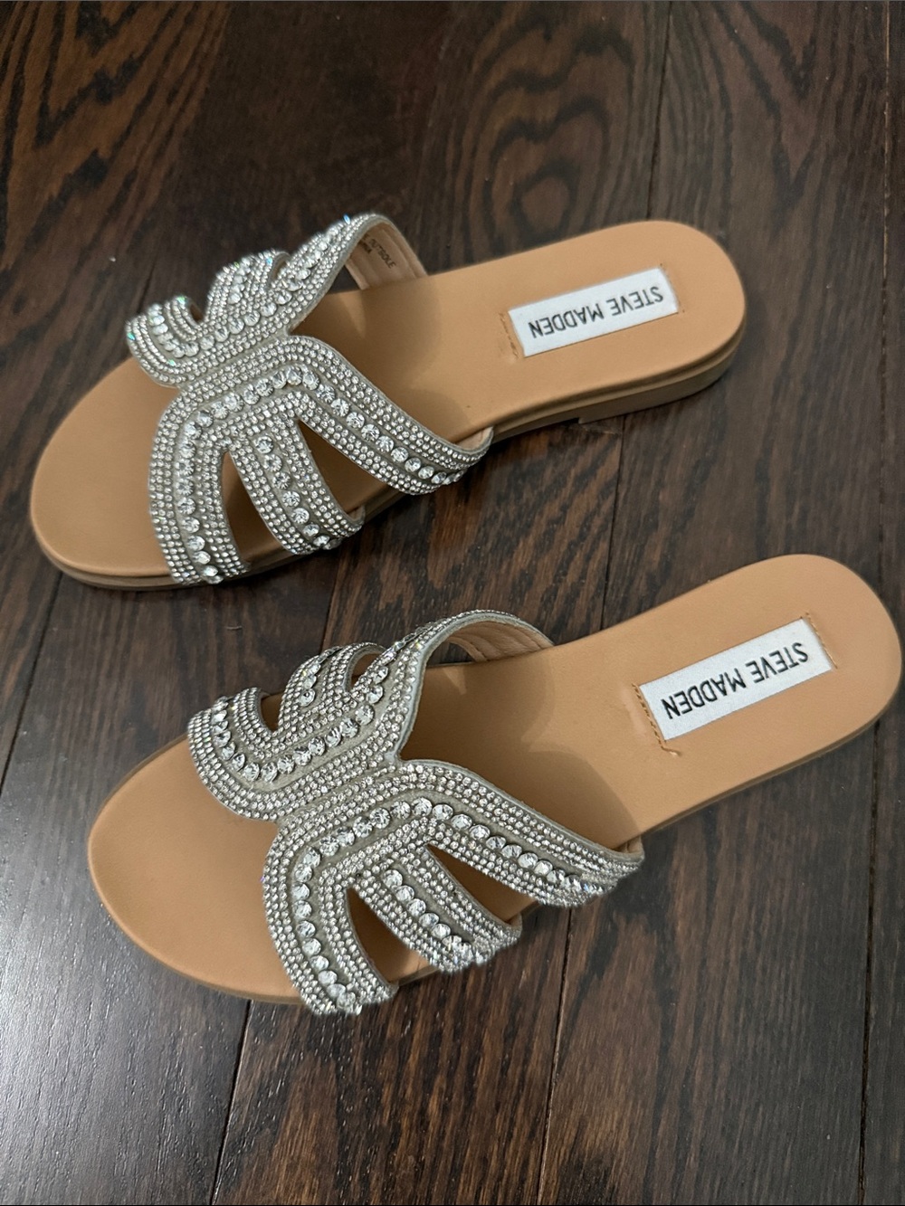 Steve Madden Silver Crystal Slide Sandals - Size 5.5 Women’s